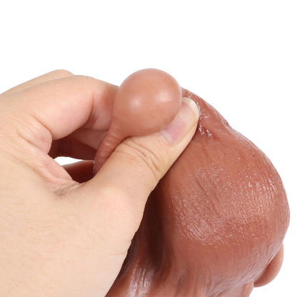 Realcocks Báller 7.9in Sliding Foreskin Black Dildo Lifelike Flexible Real Balls Realistic Dildo - RealCocks