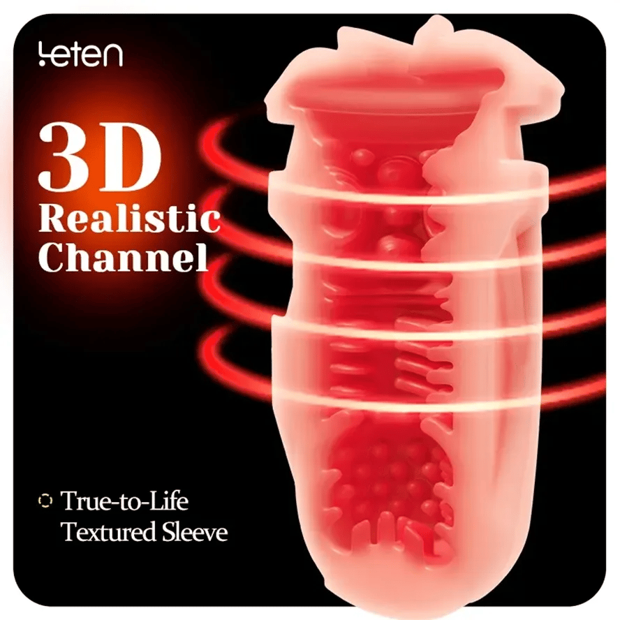 PT8 - Powerful Pleasure Realistic Male Masturbator with 10 Thrusting Modes & 10 Heating Strips