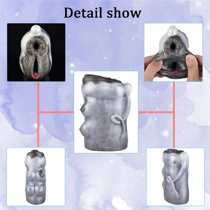 Cow Pocket Pussy Male Masturbator - Realistic Dual Penis Toy with detailed textures and lifelike design