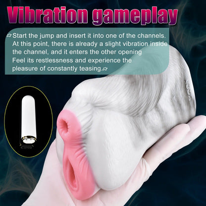 Fantasy Horse Pocket Pussy Male Sex Toy - Pink Vagina Dual Hole with vibration for enhanced pleasure