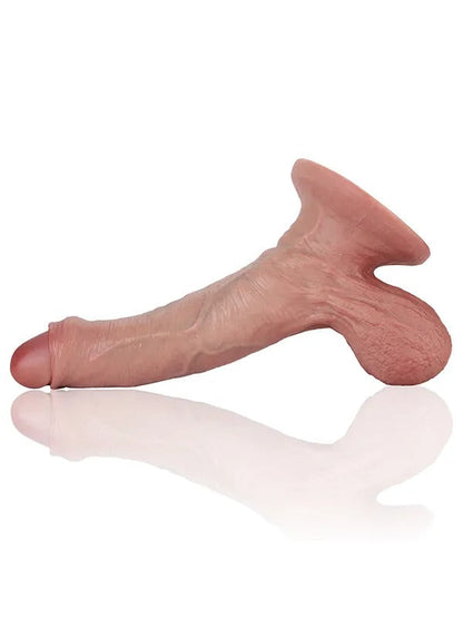 Chris 8.2" x 1.6" Uncut Realistic Dildo With Swinging Saggy Balls - RealCocks